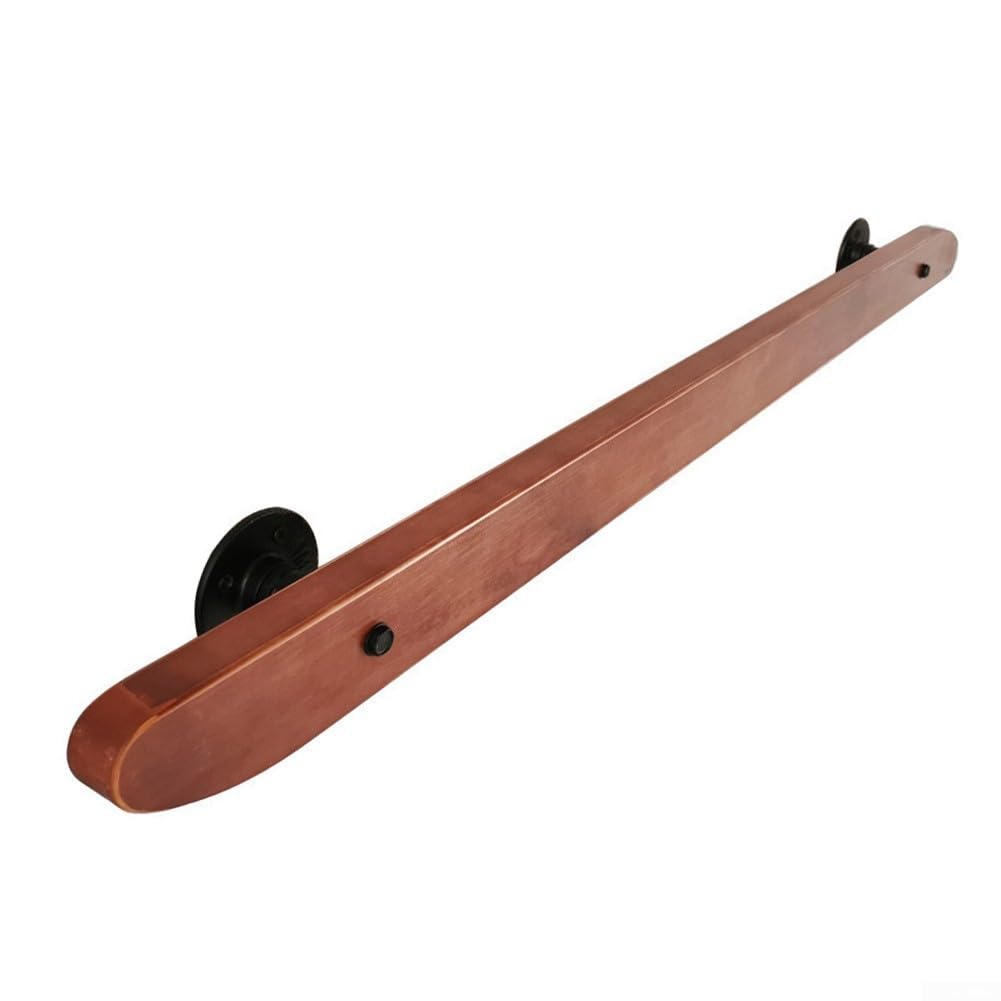Main courante murale bois massif fer forgé pour escalier intérieur 50cm