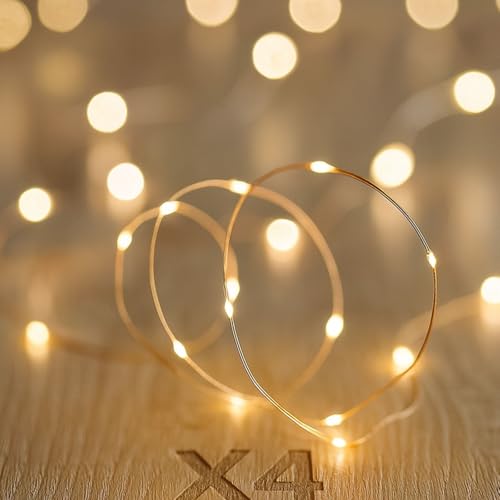koopower 4 Pack 16ft Fairy Lights with Timer, Batteries, and 9 Modes on Waterproof Copper Wire String Lights for Bedroom, Wedding, and Christmas Decor, Warm White