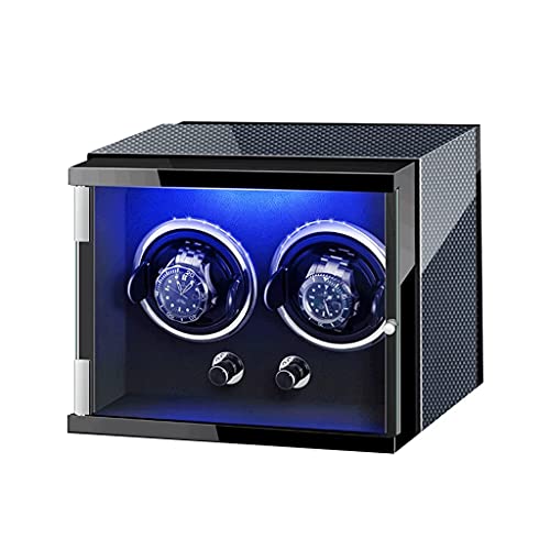 Winder Box Automático para 2 Relojes con Caja Doble de Almacenamiento y Luces LED