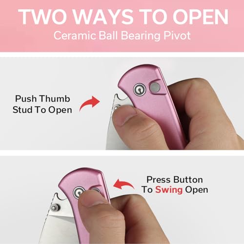 Image of CIVIVI Qubit Pink Pocket Knife for EDC,Folding Utility Knife with 2.98 inch 14C28N Blade Aluminum Handle,Fashion Gifts for Women,Men C22030E-5