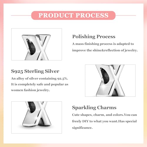 PARCOM S925 Silver Letter X Charm Fits Pandora Bracelet Necklace for Women by PARCOM - Used condition - Image 5