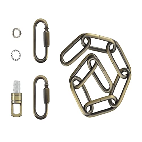 Image of Aspen Creative 21119-51,Steel 1 Feet Heavy Duty Chain & Quick Link Connector for Hanging Up Maximum Weight 120 Pounds-Lighting Fixture /Swag Light /Plant in Antique Brass.6 Gauge.