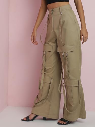 Image of KOTTY Women's High Rise Relaxed || Straight || Joggers Fit Cargo's for Pants || Trousers