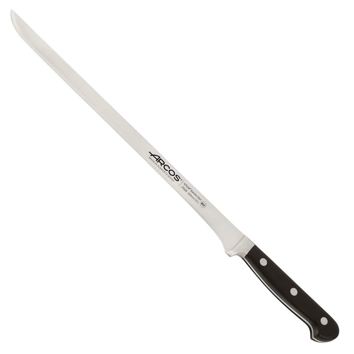 Arcos Couteau à Jambon Professionnel - Lame Forgée Acier Inoxydable NITRUM 30 cm - Manche POM Résistant - Pour Découpes Précises - Série Classique