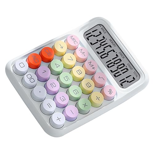 Calcolatrice colorata con tastiera meccanica per casa, scuola, ufficio, innovativa calcolatrice elettronica con interruttore meccanico (WHITE)