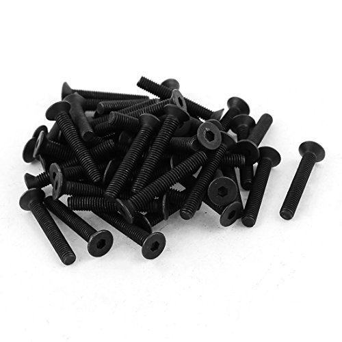 uxcell 50Pcs Black M3 x 20mm Alloy Steel Hex Socket Flat Head Countersunk Screws Bolts