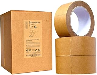 Pandabode Econopaper Paper Packing Tape 1/3/6/12 Pack | Strong, Sticky, Recyclable Brown Kraft Paper | Eco Essentials for Parcel Packaging, Moving and Multi-use | 50 Metre Rolls (3)