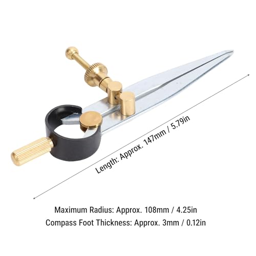 Aramox Federzirkel, 10 cm Anreißzirkel, Zirkel Leder Craft Compass Zeichenzirkel für Holz- und Metallbearbeitung sowie Geometriezeichnungen