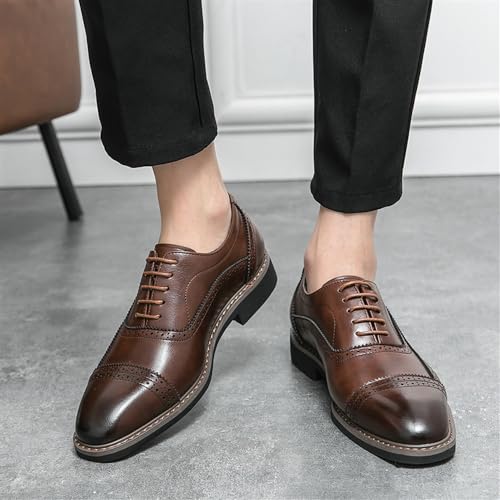 Wedding Leather Dress Shoes for Grooms Men's Business Formal Breathable Brogue & Office2