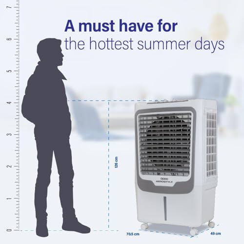 Image of Usha Aerostyle 105L Desert Cooler for Home | For Larger Room | Big Ice Chamber | 3 Side honey comb for better cooling |Humidity Control for auto drain| Dust Filter| Works on Inverter| Castor Wheels