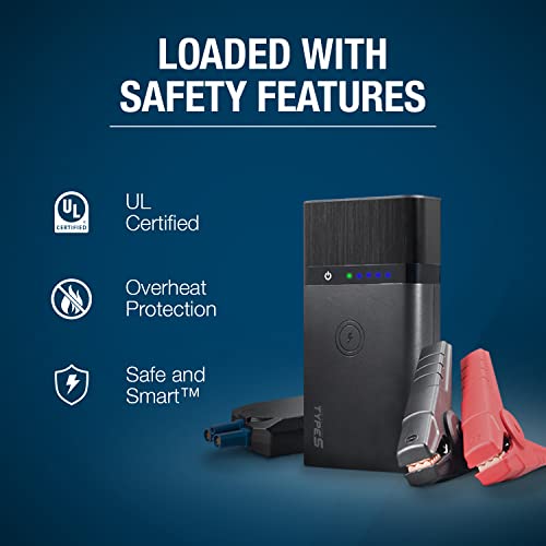 Type S Car Battery Jump Starter, 12V 400A 6.0L 8000Mah Portable Battery Charger Power Bank, Qi Wireless Charging, Led Flashlight, Usb-C Usb-A Ports, Ul Listed #TOP7