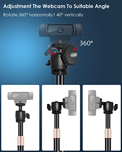 Webcam Tripod Stand for Desk Height Adjustable & 360° Swivel Compatible with Logitech Webcam C922 C930e C920S C920 C615 C960 NexiGo N60 and BRIO... - Image 2