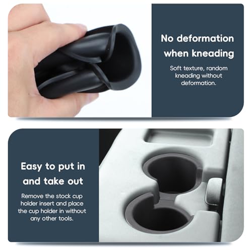 AOTEMILK TPE Front Console Cup Holder Inserts Replacement Compatible with Ford F250 F350 F450 F550 Super Duty with Jump Seat 2011-2016 BC3Z-2813562-DA BC3Z-2813562-EA (2pcs) by AOTEMILK - Image 4