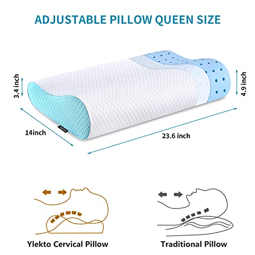 Memory Foam Pillows, Neck Pillow Queen Size Bed Pillow For Sleeping, Ergonomic Cervical Pillow Neck Support Pillow For Side Back Stomach Sleeper, Orthopedic Contour Pillow For Neck And Shoulder Pain #TOP2
