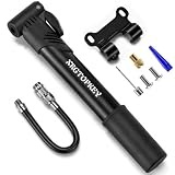 Bike Pump, Mini Bicycle Pump 100 PSI with Dual Valve Schrader Presta, Portable Bike Tire Inflator with Extension Hose & Mounting Bracket for Road Bike, Mountain Bike, Ball and Sports Equipment