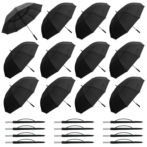 ANGEL RUILA 12 Pack 62 Inch Golf Umbrellas, Black, Auto Open