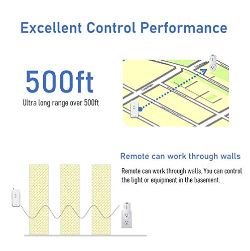 Remote Control Outlet 500Ft~1000Ft Ultra Long Range 15A Wireless Switch For Lights Heater Pump Fan Vacuum (2 Remote) #TOP1