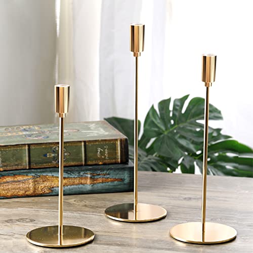 Flardor Gold Candle Holders Set 3, Decorative Candlestick Holder For Formal Events, Gifts For Friends, Candelabra Elegant Decoration For Table (Glod×3) #TOP3