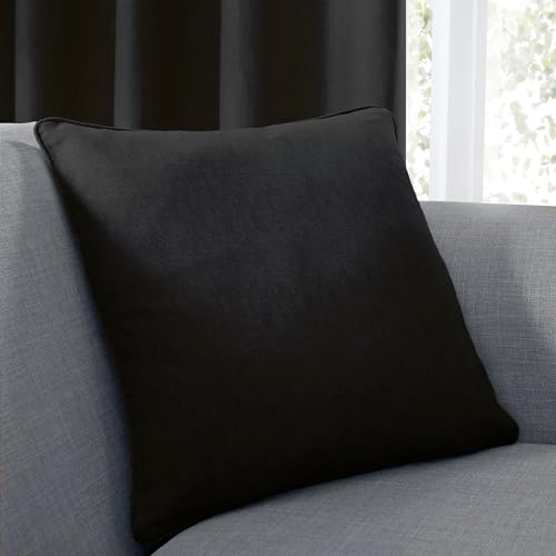 Fusion Schwarzes Kissen (43 x 43 cm), schwarzes Kissen mit Bezug, 100% Baumwolle, schwarzes gefülltes Kissen, schwarzes Bettkissen, Sorbonne-Kollektion