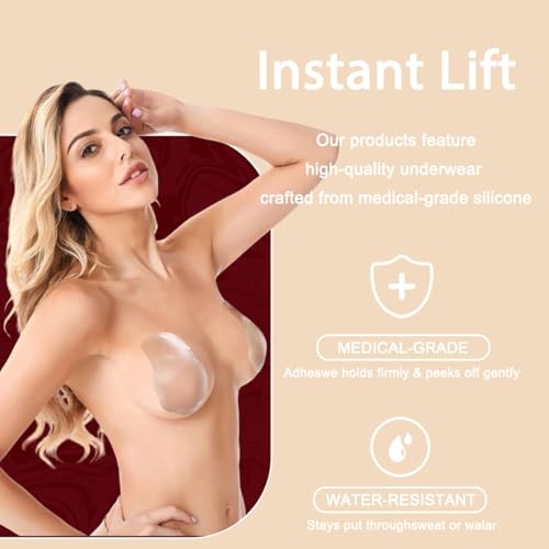 Ginmewrae Pasties Nipple Cover Breast Lift Tape Pasties Silicone Nippleless Cover Reusable Breast Tape for Women2