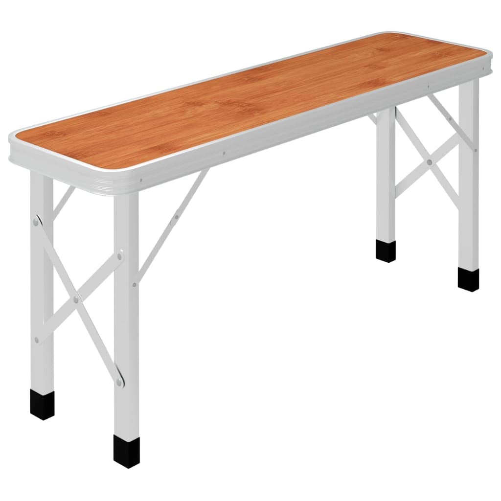 vidaXL Table de Camping Pliable avec 2 bancs Aluminium Marron