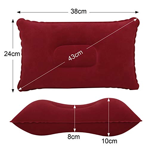 Miniatura 2 de Trixes Almohada Inflable Para Viajes O Camping, Almohada Inflable, Color Borgoña, Paquete Doble