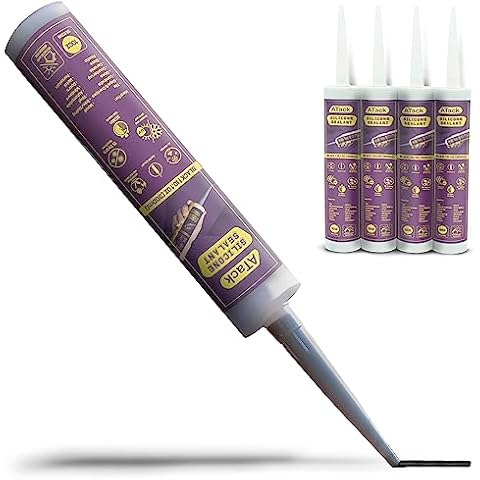 ATack Black Silicone Sealant Caulk 10.1oz (4-Pack 40.4oz Total) 100% Silicone Black Caulking Waterproof | Black RTV Silicone Sealant for RV Caulking | High Temp Caulk for Wood Aquarium Bathtub Shower Cover