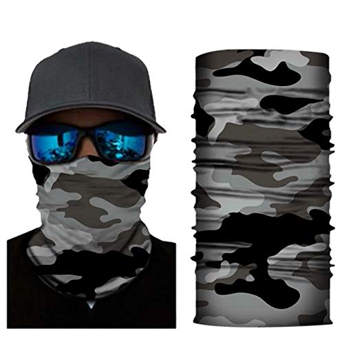 Faletony Foulard Moto Tour de Cou Écharpe Demi Cagoule Bandana Multifonction Camouflage Imprimé pour Sport Cyclisme Vélo Ski Randonnée(Camouflage-Gris) Cover