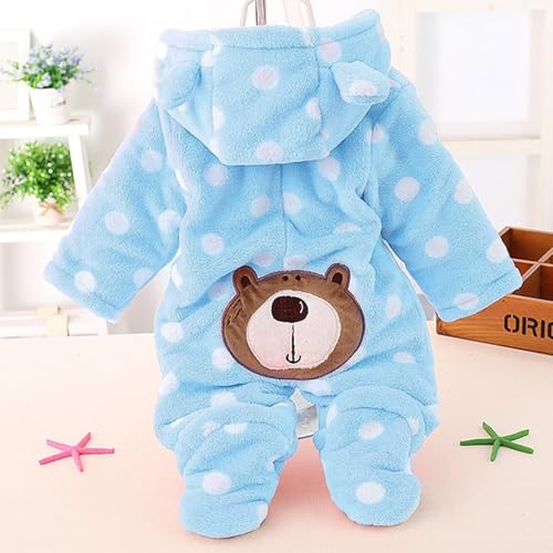 Baby Snowsuit Infant Winter Cozy Fleece Jumpsuit Cute Bear Hooded Footies Toddler Girls Boys Thicken Soft Outfit2