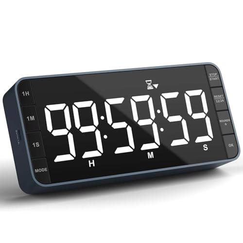 MeesMeek 7.8" Digital Kitchen Timer with Large LED Display, Magnetic Rechargeable Countdown Timer, 5 Alarms & 4 Volume Levels, 99H Count Up/Down Timer for Cooking, Classroom & Study