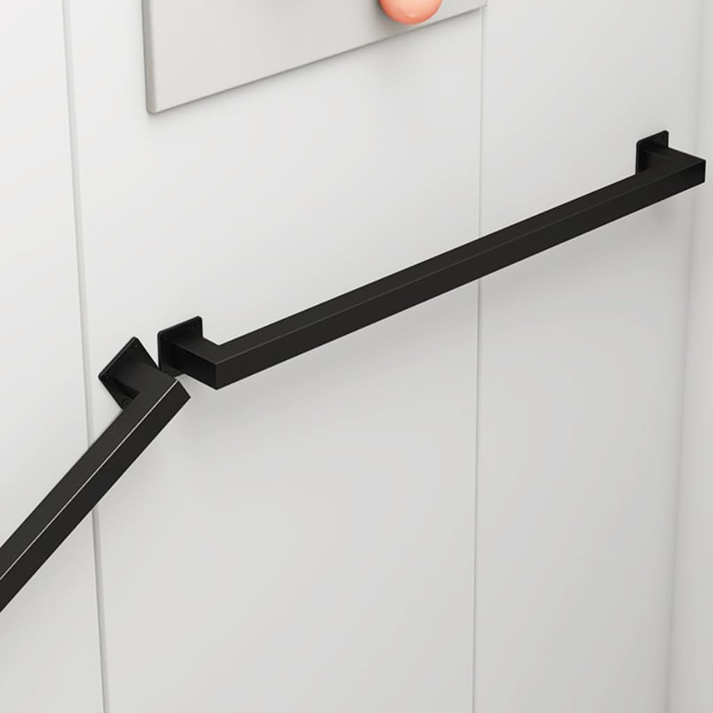 Staircase Handrail for Indoor Stairs, 4ft Modern Hand Railings Grab Bar Kit with Matte Black Finished, Non-Slip Wall Mount Decking Railings for Bars Lofts Kindergarten Guardrail Corridor(4ft)