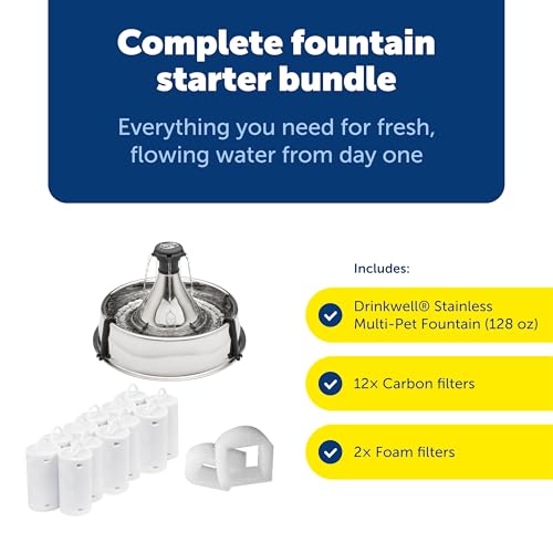 PetSafe Stainless Multi-Pet Fountain with Extra Filters Great for Multiple Pet Households Customizable Stream Options Scratch and Rust Resistant 128 Oz Water Capacity Fresh, Filtered Water by PetSafe - Image 2