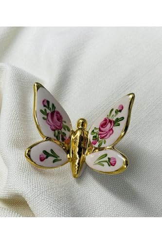 SODEF Ceramic Butterfly Figurine, White, Modern Style, Decorative Ornament for Home, Office, Shelf, Table, Adds Elegance and Charm to Any Space - White, One Size