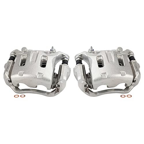 Image of TRQ Front Brake Caliper Set Zinc Coated Brackets Compatible with 2006-2018 Infiniti M35 M45 EX35 G25 G35 G37 M37 M56 Q40 Q70 Q70L QX50 QX70 2009-2018 Nissan 370Z 2011-2014 Murano
