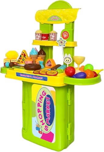 Gamyla Kids Pretend Play Kitchen Set – Luxury Toy Kitchen with Realistic Lights & Sounds, Cooking Stove, Sink, Play Food & Accessories – Pretend Playset Gift for Toddlers (mini kichen Set/ES)