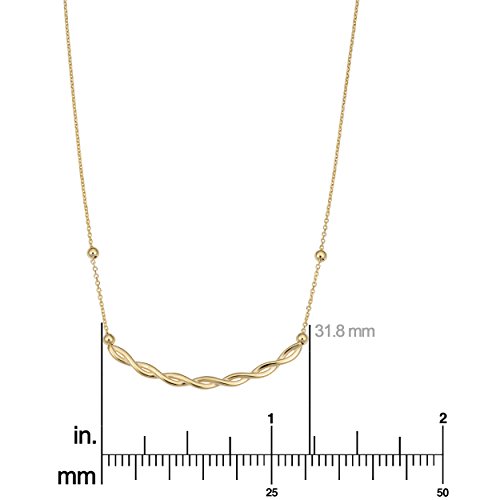 Kooljewelry 14k Yellow or Rose Gold Twist Curved Bar Necklace (adjusts to 17 or 18 inch)3