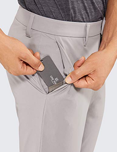 Crz Yoga Men's Stretch Golf Pants - 35" Slim Fit Stretch Waterproof Outdoor Thick Golf Work Pant With Pockets Gull Gray 34W X 35L #TOP2