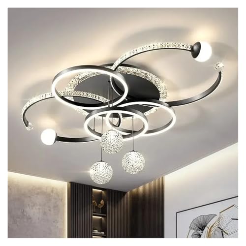 Lustre lampe de salon protection des yeux plafonnier cristal style nordique noir 110cm