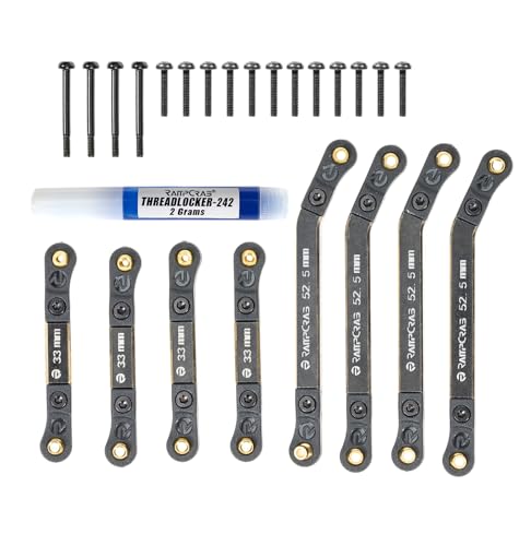 RampCrab High Clearance 4 Links Set for AX24, Brass Links Set, Upgrade Parts for AX24 XC-1, Axial 1/24 RC Crawler Car Upgrade Accessories, 8Pcs, Black Coating