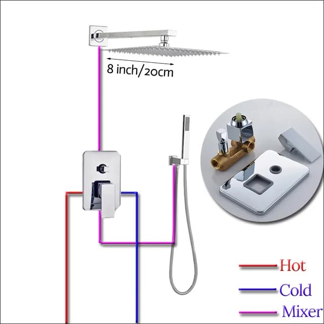 Robinet de douche avec douchette à main ensembles de douche encastrés chrome