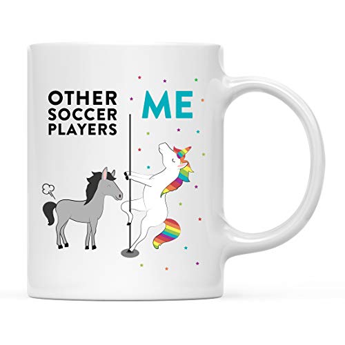Andaz Press Funny Quirky 11oz. Ceramic Coffee Tea Mug Thank You Gift, Other Soccer Players Me, Horse Unicorn, 1-Pack