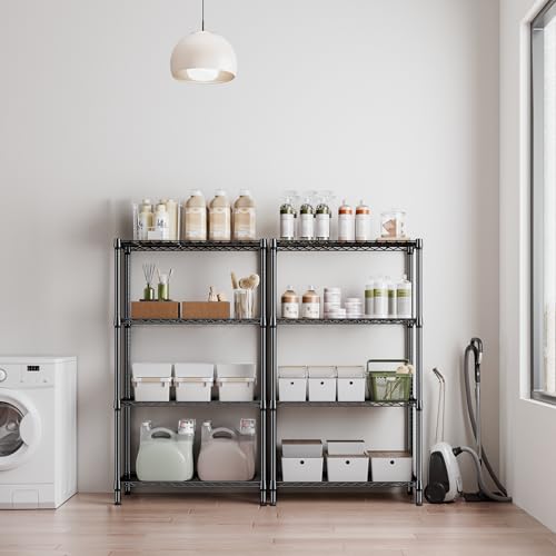 Image of M MZG 1000 lbs 4 Tier Shelf Metal Storage Shelves Shelving Wire Rack Heavy Duty Closet Organizers for Garage Kitchen Bathroom Laundry Black 13.8 inch D x 35.4 inch W x 59.5 inch H