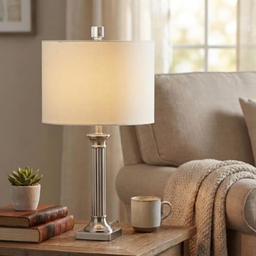 Image of Royal Designs, Inc. F-5038L-2 Clear Lucite Lamp Finial, 1.25 x 2.5 inch, Short Cylinder with Polished Silver Base, 2-Pack