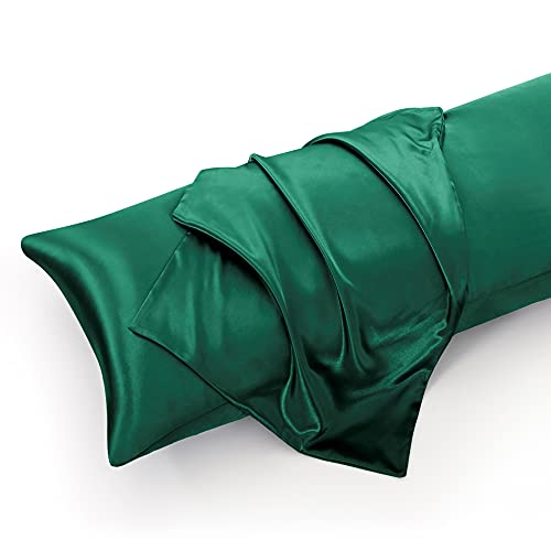 Entisn 5Pcs Silky Satin Queen Size Bed Blackish Green Luxury Bedding Sets, Breathable & Ultra Soft Sheets Set Includes 1 Fitted Sheet, 1 Flat Sheet, 3 Pillowcases #TOP4