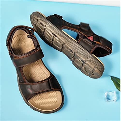 Men's Sandals Genuine Leather Casual Shoes Breathable Outdoor Trekking Sandals Leisure Shoes Men(46)3