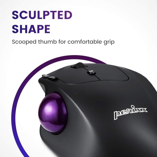PERIMICE-720 - Mouse ergonomico trackball wireless, 2.4 GHz e Bluetooth, angolo regolabile, 2 livelli DPI, colore: Nero - Mouse gaming - Immagine 5