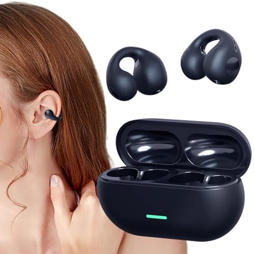 Clip Open Ear Headphones - Waterproof Running Earphones, Sports Ear Buds, Wireless Earhooks | Open Ear Bone Conduction Headphones, Comfort Clip Wireless Earbuds Bluetoth 5.3 for Hiking, Driving