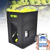 MAHWER Portable Tennis Ball Machine, Automatic Tennis Ball Launcher, Adjustable Angle, Speed, Rotation, for Beginners Solo Training Sports, 50 Large Capacity
