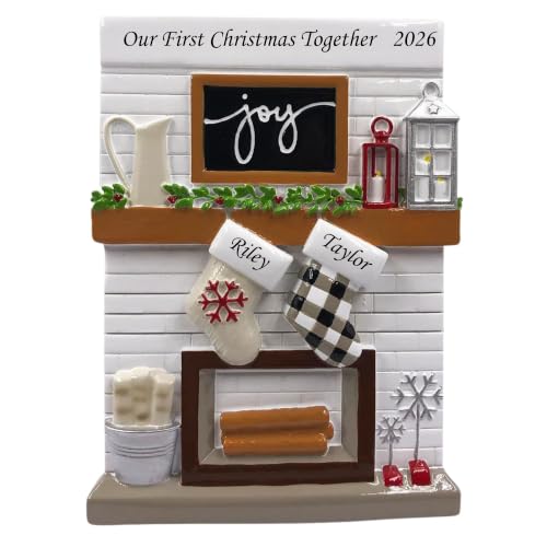 Personalized Family of 2 Ornament - Fireplace Mantel Family