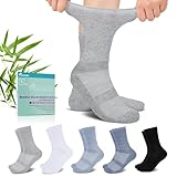 Revosoxs Diabetiker-Socken für Damen und Herren, nicht bindende Socken mit nahtloser Zehenpartie, lockeres Oberteil, breite Diabetikersocken, Größe 39-42, 43-45, Schwarz/Weiß/Graublau/Blau/Grau, Größe